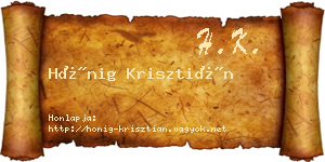 Hönig Krisztián névjegykártya